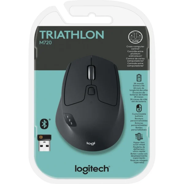 Logitech M720 Triathlon Multi-Computer Wireless Mouse (Black) - Image 11